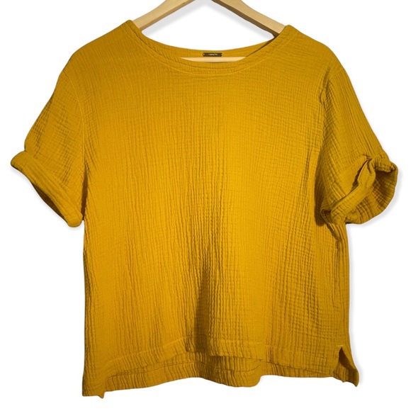 Magaschoni Tops Magaschoni Organic Cotton Mustard Yellow Gauze Top